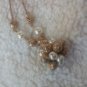 Faux Pearl Gold Tone Necklace